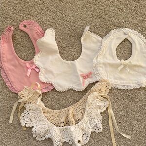 Set of Pink and White Baby Lace Bibs